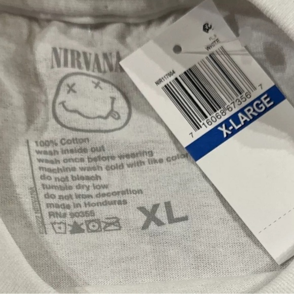 NEW Nirvana Men's Short Sleeve White Graphic Crew Neck Tee Size XL Kurt Cobain - Picture 3 of 3